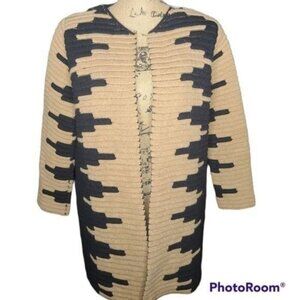 Vintage Made in Italy Abstract Black Brown Thick Heavy Sweater Wool Alpaca